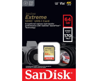 Sandisk 64GB SDXC Extreme 170MB/s A2 C10 V30 UHS-I U3 - 1058631 - zdjęcie 2